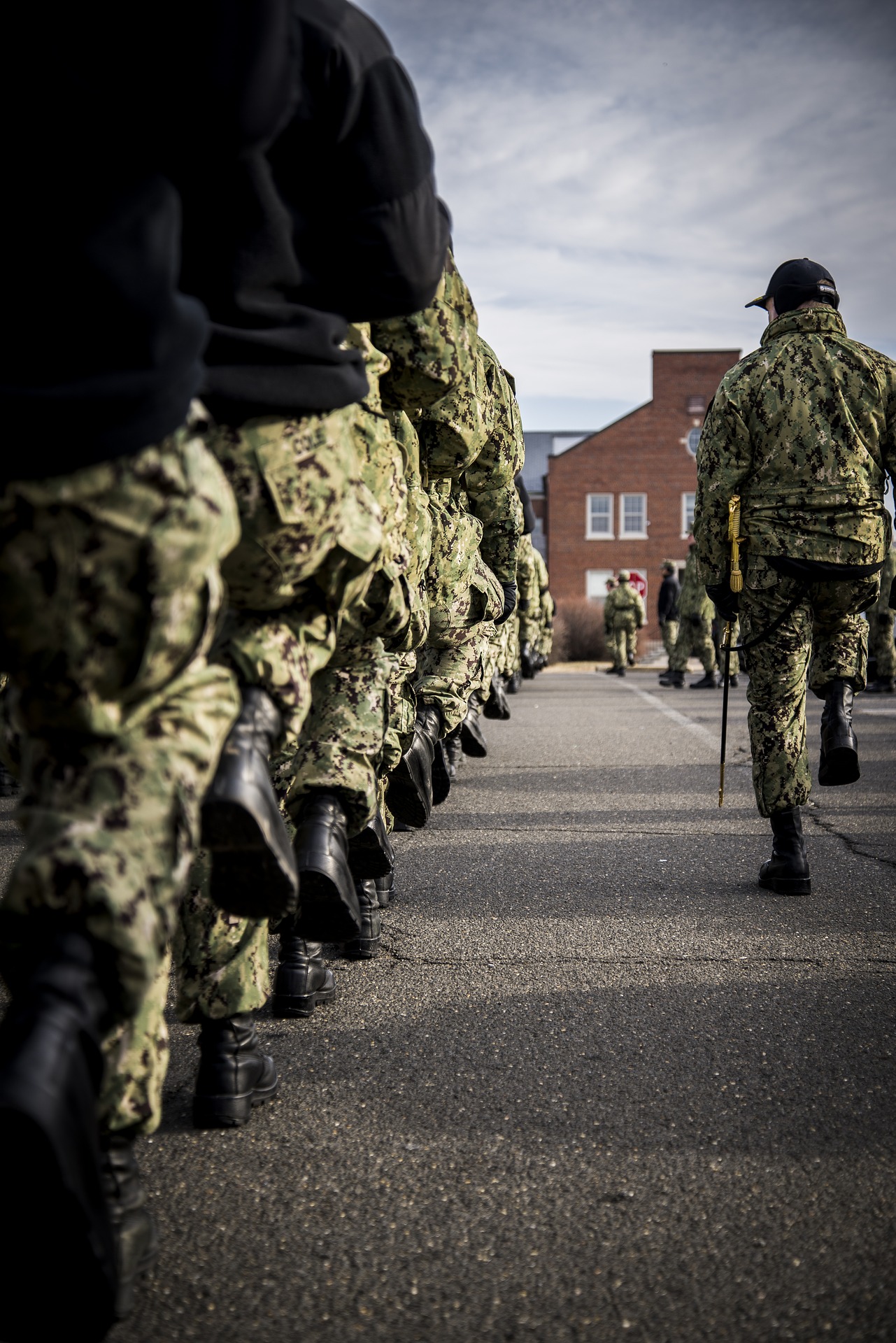 Military march with boots