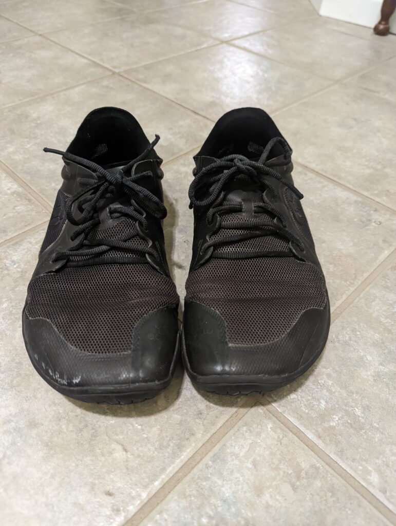 Front-Top view of black barefoot shoes